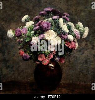 Asters dans un vase - Henri Fantin-Latour Banque D'Images