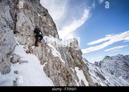 Sur Alpspitze via ferrata, Garmisch-Partenkirchen, Allemagne, Alpes, Europe, UNION EUROPÉENNE Banque D'Images