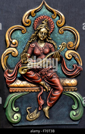 Statue de la déesse Saraswati, Bengale occidental, Inde, Asie Banque D'Images