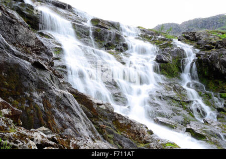 L'eau douce propre stream fonctionnant en bas côté montagne paysage en été Banque D'Images