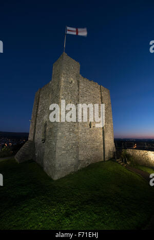 Château de Clitheroe scène crépusculaire. Banque D'Images