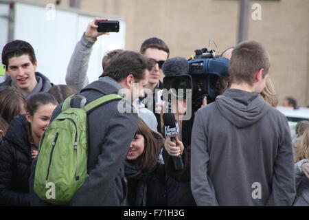 12 févr. 2013 Les médias du monde entier au Vatican, Rome à la suite de la démission annonce par le Pape Benoît XVI Banque D'Images