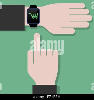 Image vecteur de smart watch avec l'icône d'achat. Illustration de Vecteur