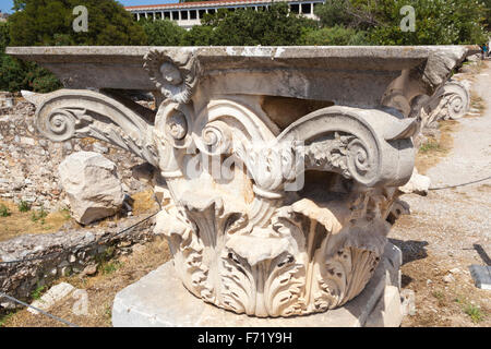 Capital de l'Odeion corinthien d'Agrippa, dans l'Agora antique d'Athènes, Athènes, Grèce Banque D'Images