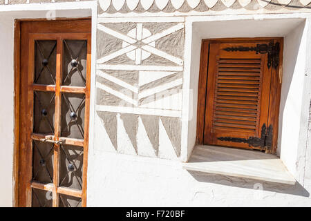 Mur de décoration d'une maison dans le village de Pyrgi, Chios, Grèce Banque D'Images