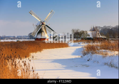 Moulin Noordermolen Noorddijk, Groningen, Pays-Bas Banque D'Images