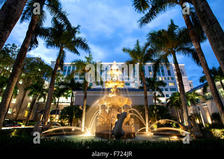 Fontaine et entrée principale, Ritz Carlton Hotel, Isla Verde, Puerto Rico Banque D'Images