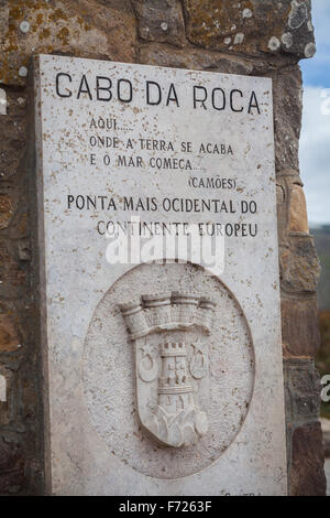 Une affiche de Cabo da Roca, point le plus à l'Europe. Banque D'Images