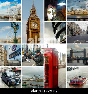Londres, voyage photo collage des principaux monuments et de ses rues Banque D'Images