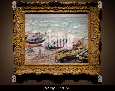 Des bateaux de pêche à Etretat par Claude Monet, le Seattle Art Museum, Seattle, Washington, USA Banque D'Images