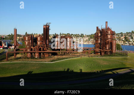 L'ancienne usine de gazéification, Travaux Gaz Park à Seattle, Washington State, USA Banque D'Images