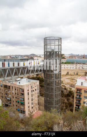 Ascenseur Ascenseur panoramique Cartagena Murcia en Espagne. Banque D'Images