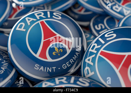 Boutons du Paris Saint Germain Banque D'Images