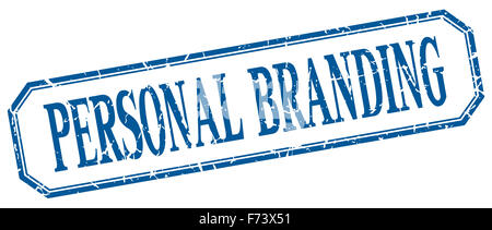 Personal Branding bleu carré grunge vintage label isolés Banque D'Images