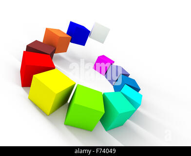 Palette de couleurs de l'image 3D avec des blocs de couleur isolated on white Banque D'Images