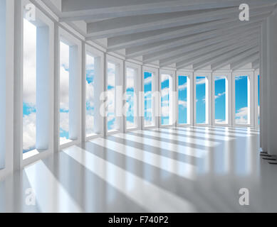 L'architecture intérieure moderne vide et ciel bleu Banque D'Images