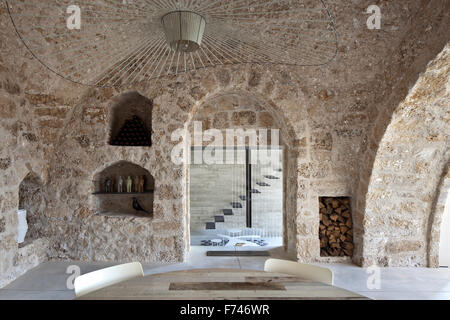 L'intérieur de la maison en pierre apparente, Jaffa, Tel-Aviv, Israël Banque D'Images