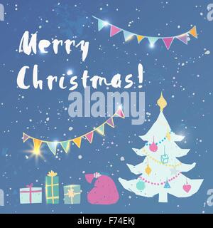 Joyeux Noël Carte Postale Illustration de Vecteur