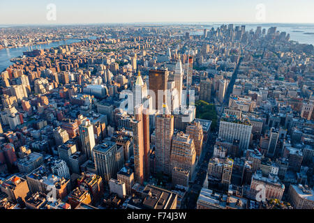 Vue aérienne de l'Afrique du Manhattan, New York City Midtown présentation, Chelsea, Manhattan, quartier financier et de l'East Village Banque D'Images