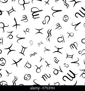 Signes du zodiaque icônes sur blanc, motif transparent Illustration de Vecteur