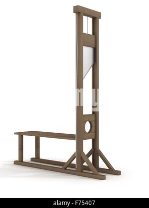 Guillotine sur un fond blanc. Image 3D. Banque D'Images