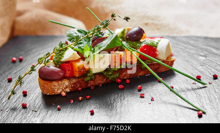 Bruschetta à la citrouille rôties Banque D'Images