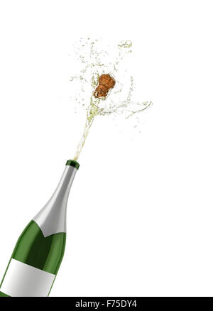 Une bouteille de champagne popping Banque D'Images