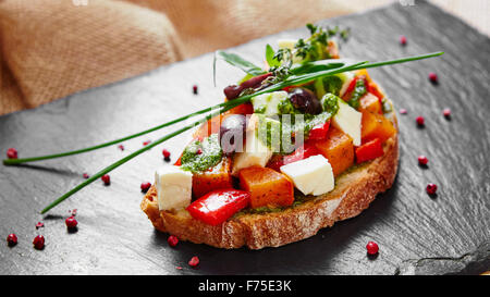 Bruschetta à la citrouille rôties Banque D'Images