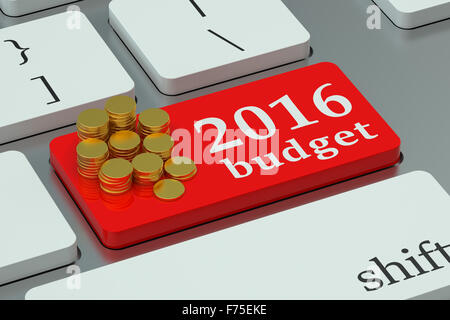 Le budget financier 2016 concept sur le clavier Banque D'Images