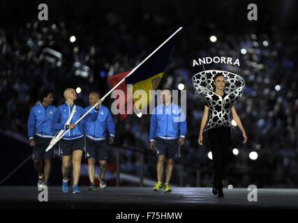 Andorre (ET) dans le défilé des athlètes. Cérémonie d'ouverture. Stade olympique. Bakou. L'Azerbaïdjan. Baku2015. 1er jeux européens. Le 12/06/2015. Banque D'Images