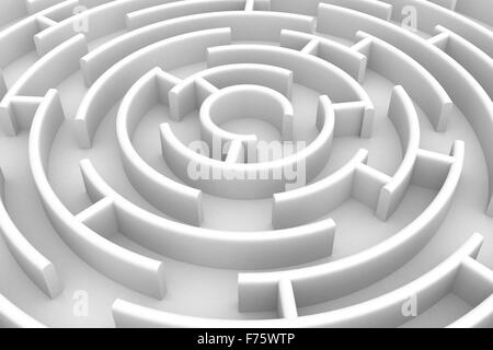 Cercle Blanc labyrinthe. Image 3D. Banque D'Images