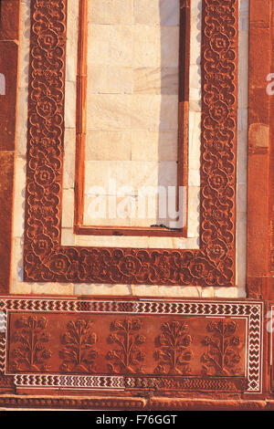 Motif sur masjid wall, Agra, Delhi, Inde, Asie Banque D'Images