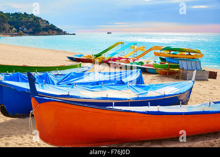 Lloret de Mar plage Sa Caleta à Costa Brava de Catalogne Espagne Banque D'Images