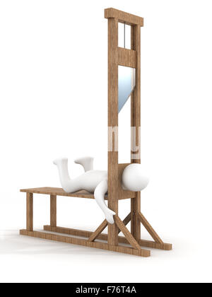 Guillotine sur un fond blanc. Image 3D. Banque D'Images