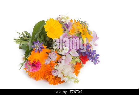 Bouquet de fleurs d'été avec un tag islolated sur fond blanc Banque D'Images