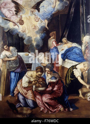 Jacopo Tintoretto - Naissance de Saint Jean Baptiste Banque D'Images