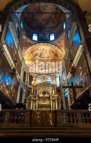 Chiesa di San Rocco à Venise, Italie église. Plafond intérieur art autel Banque D'Images