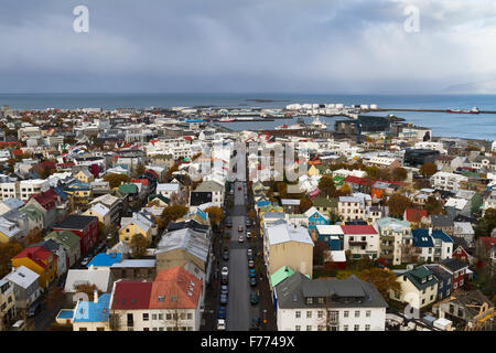 Vue aérienne de Reykjavic, Islande Banque D'Images