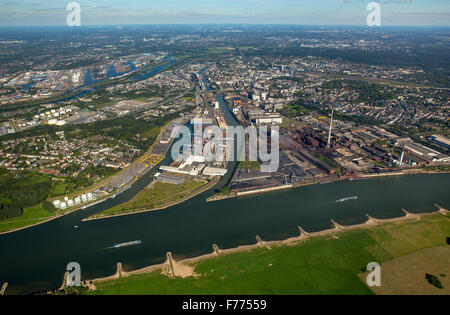 Champ de Kassel, Rhein, Duisport, port industriel de la Ruhr, Allemagne Europe Northrhein-Westfalia-oiseaux vue aérienne Vue aérienne vue yeux Banque D'Images