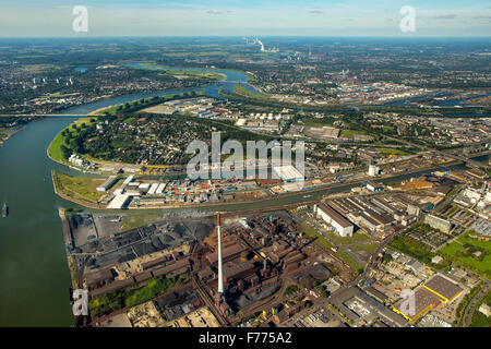 Champ de Kassel, Rhein, Duisport, port industriel de la Ruhr, Allemagne Europe Northrhein-Westfalia-oiseaux vue aérienne Vue aérienne vue yeux Banque D'Images