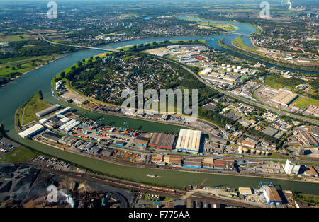 Champ de Kassel, Rhein, Duisport, port industriel de la Ruhr, Allemagne Europe Northrhein-Westfalia-oiseaux vue aérienne Vue aérienne vue yeux Banque D'Images