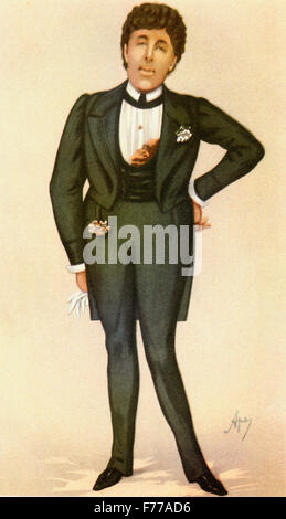 Oscar Fingal O'Flahertie Wills Wilde, 1854 - 1900. Dramaturge irlandais, romancier, essayiste et poète. Après la caricature de l'Ape de Vanity Fair en 1884. Banque D'Images