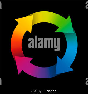 Spinning flèches formant un cercle arc-en-ciel de couleurs. Banque D'Images