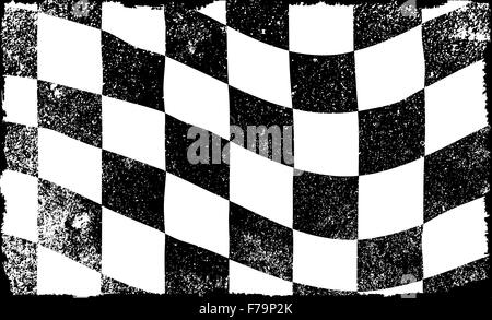 Un drapeau à damier grunge de course en noir et blanc Banque D'Images