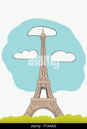 La Tour Eiffel à Paris. France. vector illustration pour magazine ou journal Illustration de Vecteur