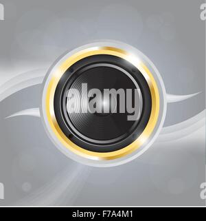 Le président de la musique de couleur or sur fond gris avec des lignes. EPS10 Illustration de Vecteur