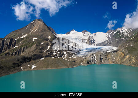 Le lac réservoir Turquoise, Griessee, avec Bättelmatthorn et Griesgletscher, Obergoms, Canton du Valais, Suisse Banque D'Images