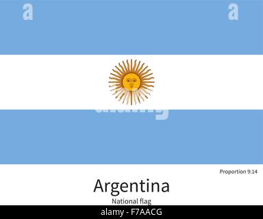 Drapeau national de l'Argentine avec des proportions, couleurs, éléments Illustration de Vecteur