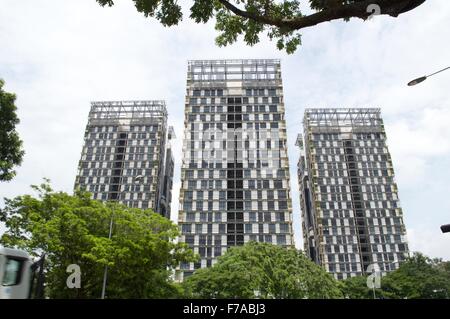 Tour triple avec verdure couvrir construire en utilisant la technologie de l'architecte moderne en Chine, USA, Inde Banque D'Images