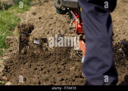 Gros plan du corps de lame moteur main jetant l'argile. Banque D'Images